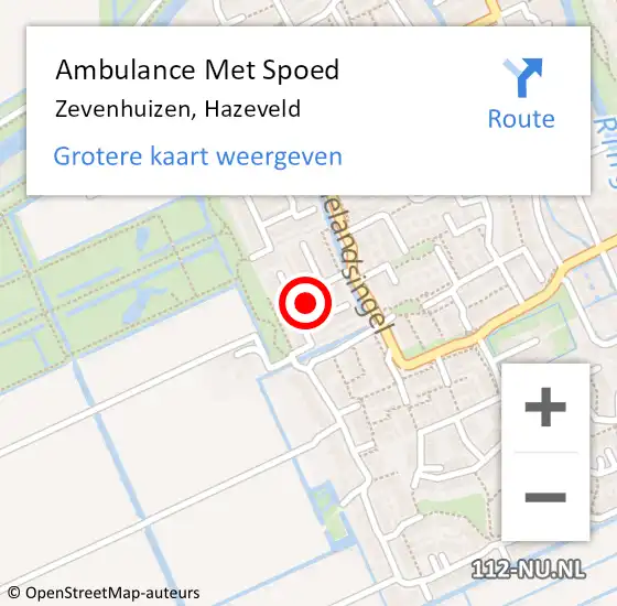 Locatie op kaart van de 112 melding: Ambulance Met Spoed Naar Zevenhuizen, Hazeveld op 25 september 2016 09:04