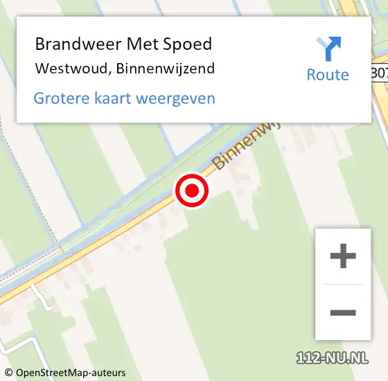 Locatie op kaart van de 112 melding: Brandweer Met Spoed Naar Westwoud, Binnenwijzend op 25 september 2016 09:14