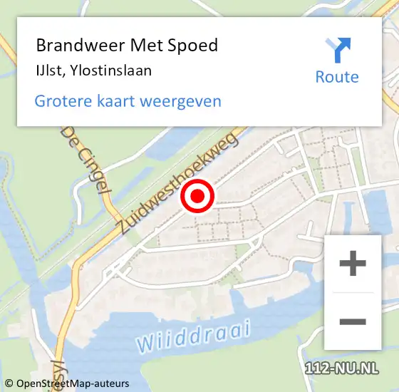 Locatie op kaart van de 112 melding: Brandweer Met Spoed Naar IJlst, Ylostinslaan op 25 september 2016 09:50