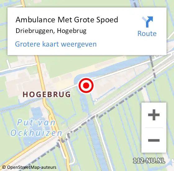Locatie op kaart van de 112 melding: Ambulance Met Grote Spoed Naar Driebruggen, Hogebrug op 25 september 2016 10:00