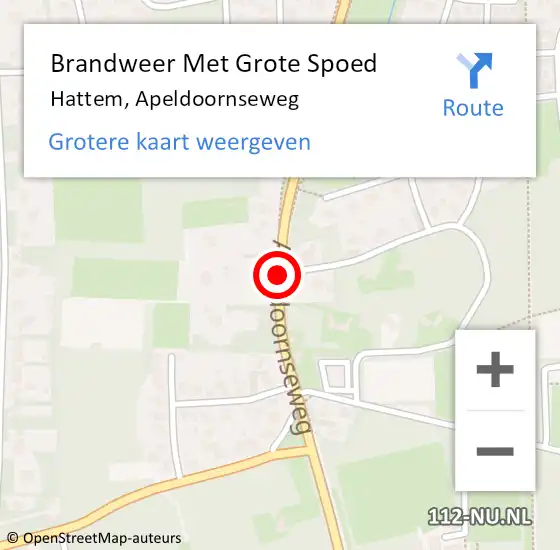 Locatie op kaart van de 112 melding: Brandweer Met Grote Spoed Naar Hattem, Apeldoornseweg op 25 september 2016 11:09