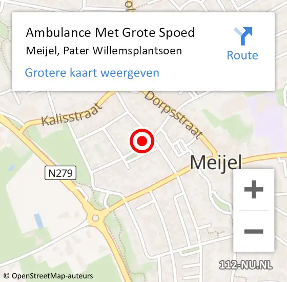 Locatie op kaart van de 112 melding: Ambulance Met Grote Spoed Naar Meijel, Pater Willemsplantsoen op 25 september 2016 11:24