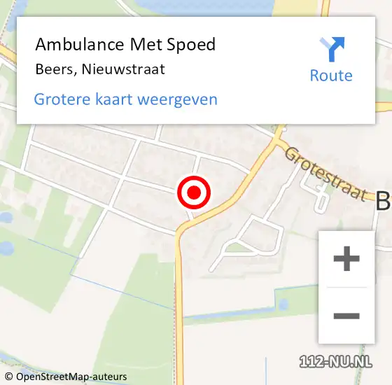 Locatie op kaart van de 112 melding: Ambulance Met Spoed Naar Beers, Nieuwstraat op 25 september 2016 11:26