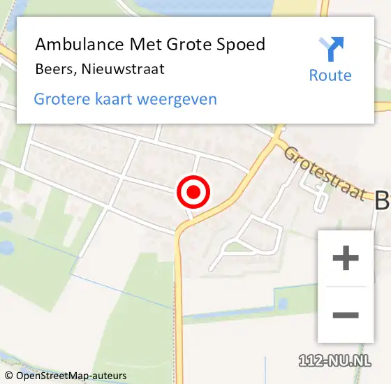 Locatie op kaart van de 112 melding: Ambulance Met Grote Spoed Naar Beers, Nieuwstraat op 25 september 2016 11:27