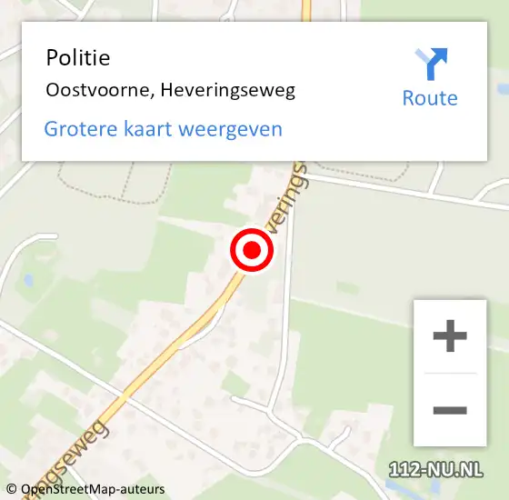 Locatie op kaart van de 112 melding: Politie Oostvoorne, Heveringseweg op 28 december 2013 13:06