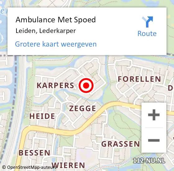 Locatie op kaart van de 112 melding: Ambulance Met Spoed Naar Leiden, Lederkarper op 25 september 2016 11:59