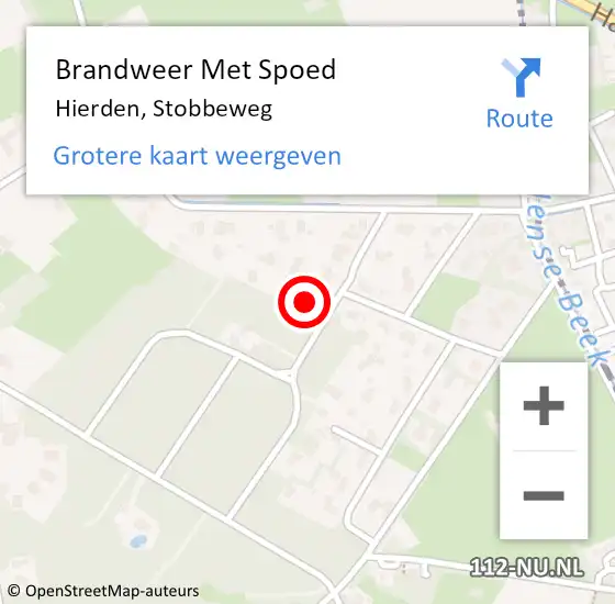 Locatie op kaart van de 112 melding: Brandweer Met Spoed Naar Hierden, Stobbeweg op 25 september 2016 12:18