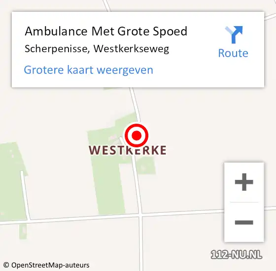 Locatie op kaart van de 112 melding: Ambulance Met Grote Spoed Naar Scherpenisse, Westkerkseweg op 25 september 2016 12:28