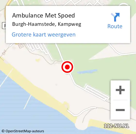 Locatie op kaart van de 112 melding: Ambulance Met Spoed Naar Burgh-Haamstede, Kampweg op 25 september 2016 12:33