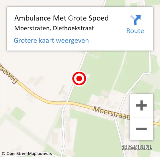 Locatie op kaart van de 112 melding: Ambulance Met Grote Spoed Naar Moerstraten, Diefhoekstraat op 28 december 2013 13:11
