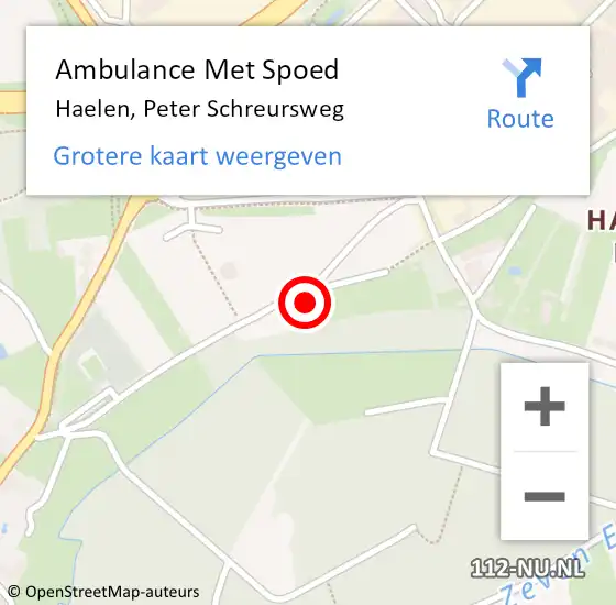 Locatie op kaart van de 112 melding: Ambulance Met Spoed Naar Haelen, Peter Schreursweg op 25 september 2016 12:53