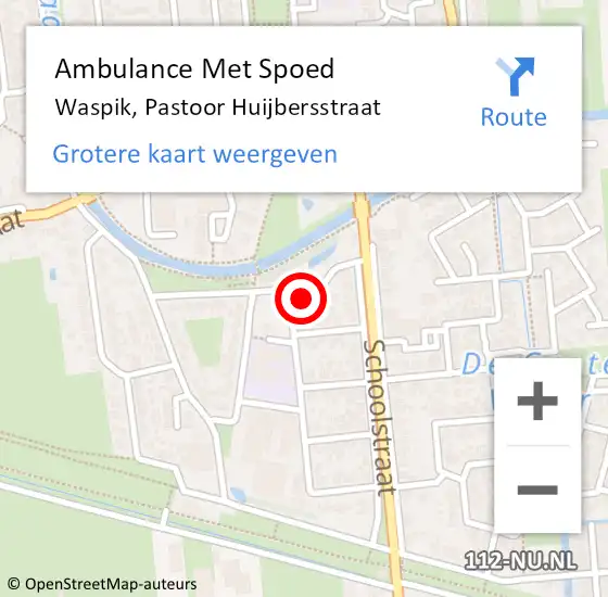 Locatie op kaart van de 112 melding: Ambulance Met Spoed Naar Waspik, Pastoor Huijbersstraat op 25 september 2016 13:25