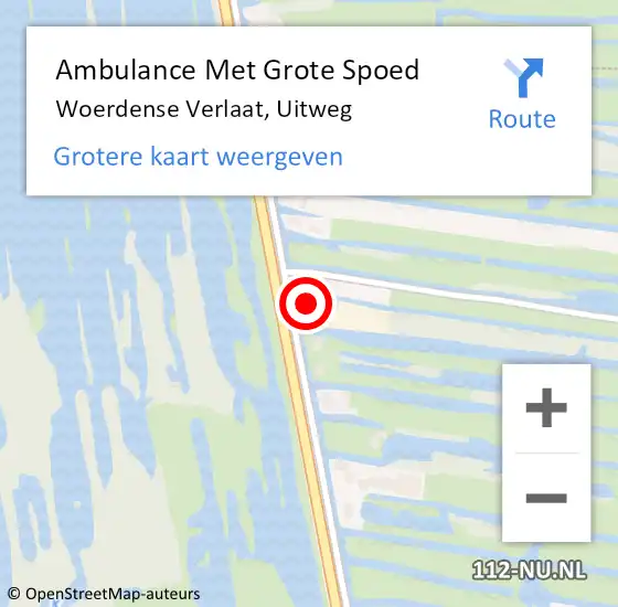 Locatie op kaart van de 112 melding: Ambulance Met Grote Spoed Naar Woerdense Verlaat, Uitweg op 25 september 2016 14:02