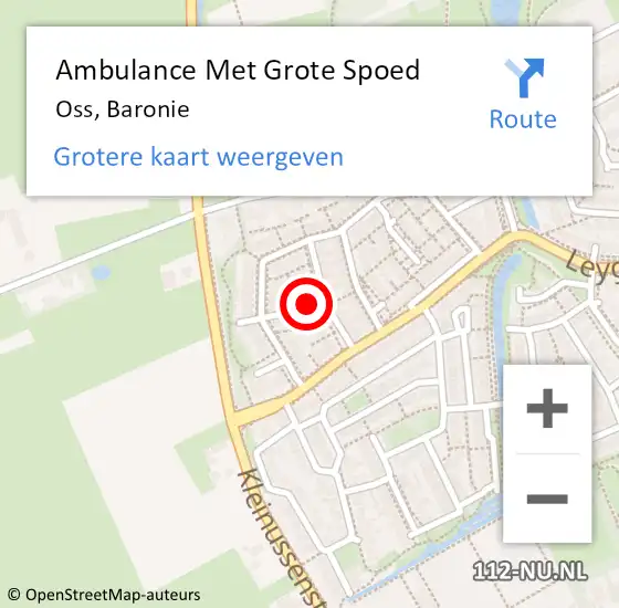 Locatie op kaart van de 112 melding: Ambulance Met Grote Spoed Naar Oss, Baronie op 25 september 2016 14:06