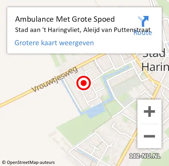 Locatie op kaart van de 112 melding: Ambulance Met Grote Spoed Naar Stad aan 't Haringvliet, Aleijd van Puttenstraat op 25 september 2016 14:12