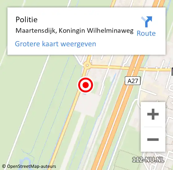 Locatie op kaart van de 112 melding: Politie Maartensdijk, Koningin Wilhelminaweg op 25 september 2016 14:14