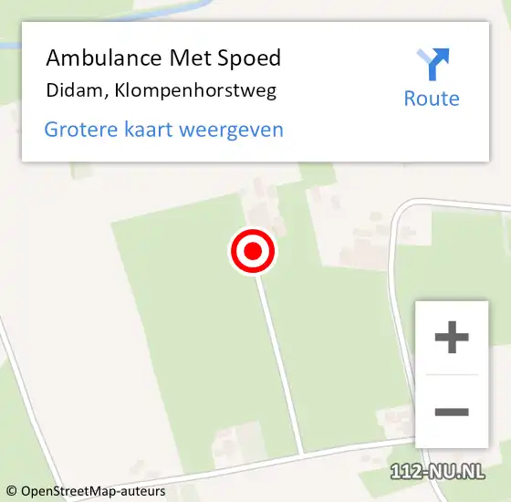 Locatie op kaart van de 112 melding: Ambulance Met Spoed Naar Didam, Klompenhorstweg op 25 september 2016 14:16