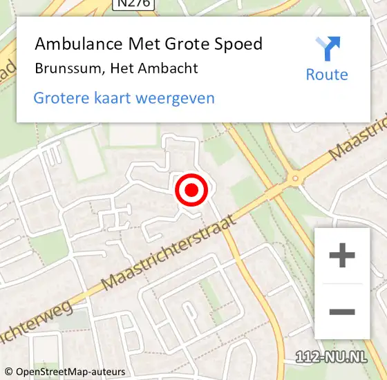 Locatie op kaart van de 112 melding: Ambulance Met Grote Spoed Naar Brunssum, Het Ambacht op 28 december 2013 13:22