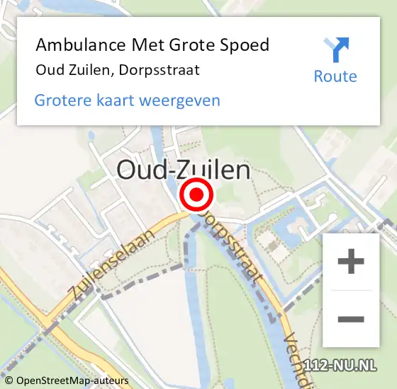 Locatie op kaart van de 112 melding: Ambulance Met Grote Spoed Naar Oud Zuilen, Dorpsstraat op 25 september 2016 14:28