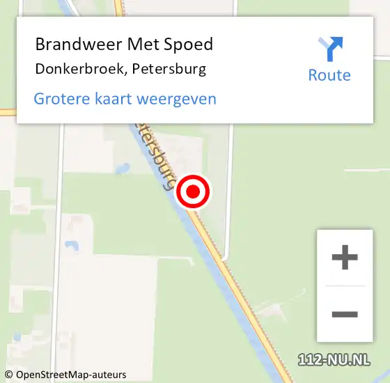 Locatie op kaart van de 112 melding: Brandweer Met Spoed Naar Donkerbroek, Petersburg op 25 september 2016 14:30