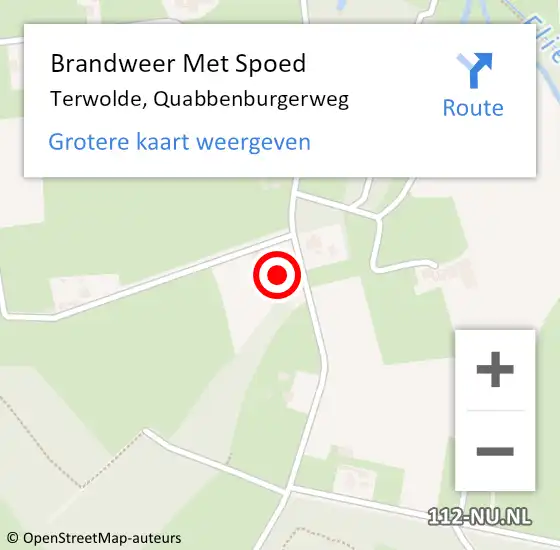 Locatie op kaart van de 112 melding: Brandweer Met Spoed Naar Terwolde, Quabbenburgerweg op 25 september 2016 14:31