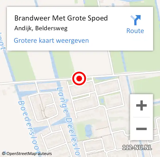 Locatie op kaart van de 112 melding: Brandweer Met Grote Spoed Naar Andijk, Beldersweg op 25 september 2016 14:40