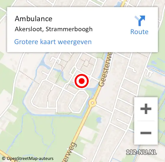 Locatie op kaart van de 112 melding: Ambulance Akersloot, Strammerboogh op 25 september 2016 14:55