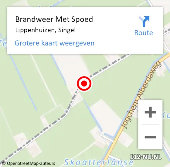 Locatie op kaart van de 112 melding: Brandweer Met Spoed Naar Lippenhuizen, Singel op 25 september 2016 15:15