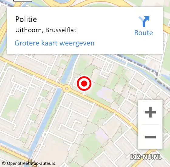 Locatie op kaart van de 112 melding: Politie Uithoorn, Brusselflat op 25 september 2016 15:22