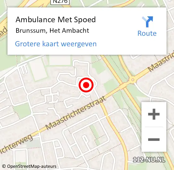 Locatie op kaart van de 112 melding: Ambulance Met Spoed Naar Brunssum, Het Ambacht op 28 december 2013 13:34