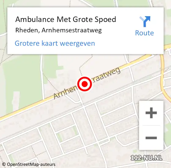 Locatie op kaart van de 112 melding: Ambulance Met Grote Spoed Naar Rheden, Arnhemsestraatweg op 25 september 2016 16:16