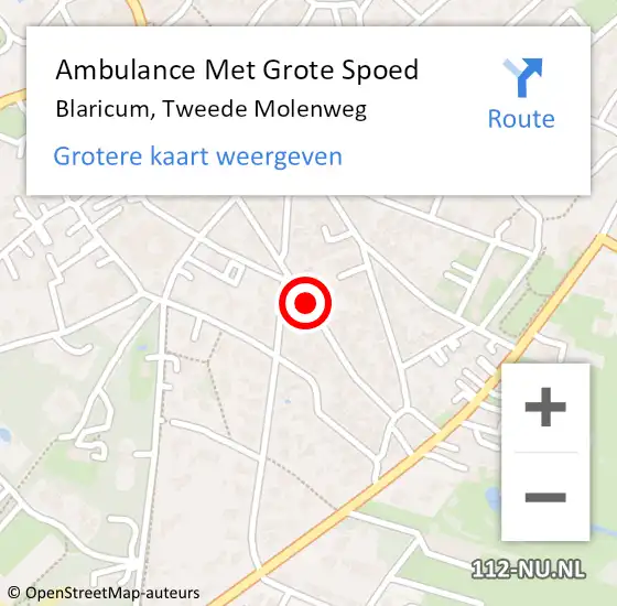 Locatie op kaart van de 112 melding: Ambulance Met Grote Spoed Naar Blaricum, Tweede Molenweg op 17 september 2013 13:17