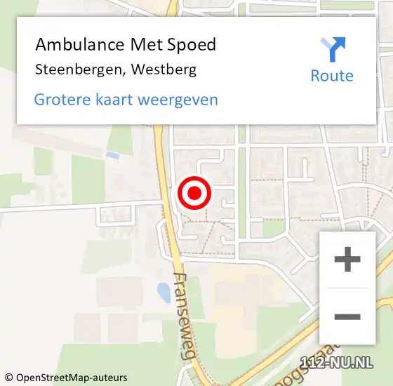 Locatie op kaart van de 112 melding: Ambulance Met Spoed Naar Steenbergen, Westberg op 25 september 2016 16:29