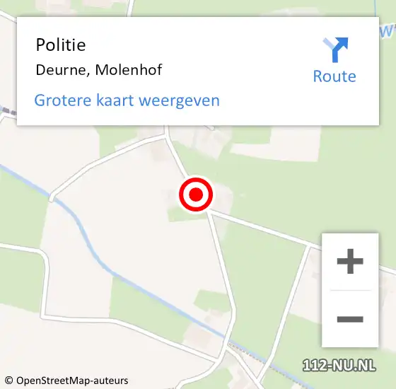 Locatie op kaart van de 112 melding: Politie Deurne, Molenhof op 25 september 2016 17:00