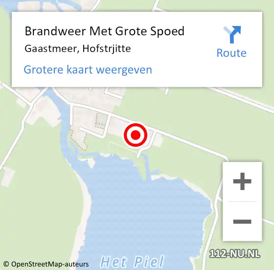 Locatie op kaart van de 112 melding: Brandweer Met Grote Spoed Naar Gaastmeer, Hofstrjitte op 25 september 2016 17:02