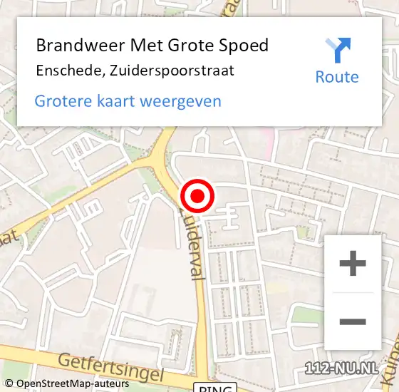 Locatie op kaart van de 112 melding: Brandweer Met Grote Spoed Naar Enschede, Zuiderspoorstraat op 25 september 2016 17:12