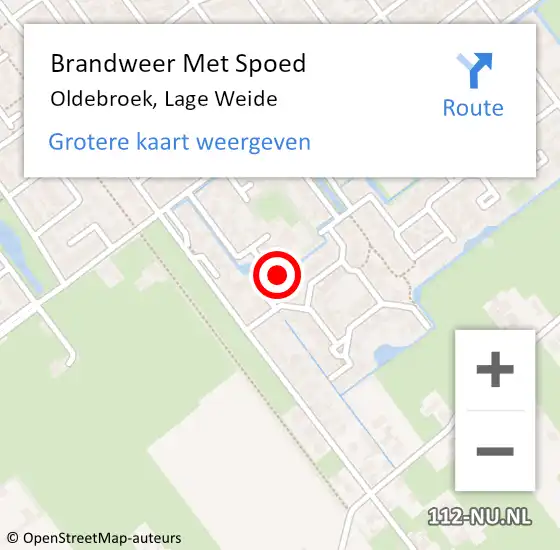 Locatie op kaart van de 112 melding: Brandweer Met Spoed Naar Oldebroek, Lage Weide op 25 september 2016 17:21