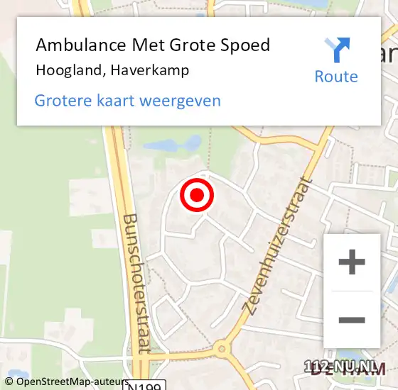 Locatie op kaart van de 112 melding: Ambulance Met Grote Spoed Naar Hoogland, Haverkamp op 25 september 2016 18:06