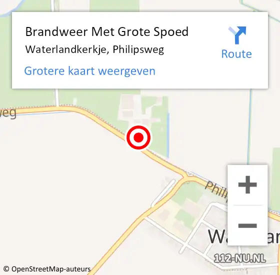 Locatie op kaart van de 112 melding: Brandweer Met Grote Spoed Naar Waterlandkerkje, Philipsweg op 25 september 2016 18:08