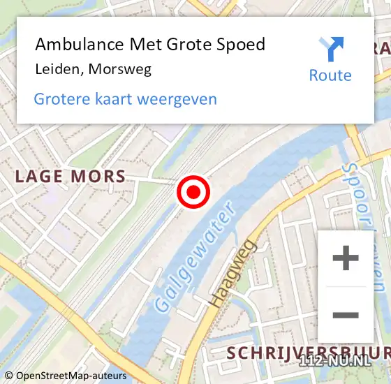 Locatie op kaart van de 112 melding: Ambulance Met Grote Spoed Naar Leiden, Morsweg op 25 september 2016 18:27