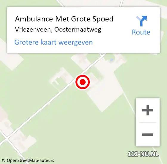 Locatie op kaart van de 112 melding: Ambulance Met Grote Spoed Naar Vriezenveen, Oostermaatweg op 25 september 2016 18:54