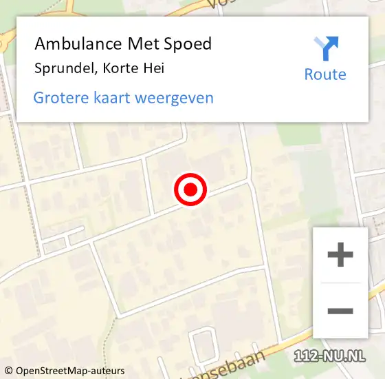 Locatie op kaart van de 112 melding: Ambulance Met Spoed Naar Sprundel, Korte Hei op 25 september 2016 19:21