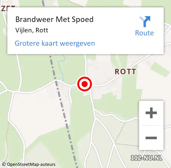 Locatie op kaart van de 112 melding: Brandweer Met Spoed Naar Vijlen, Rott op 25 september 2016 19:37