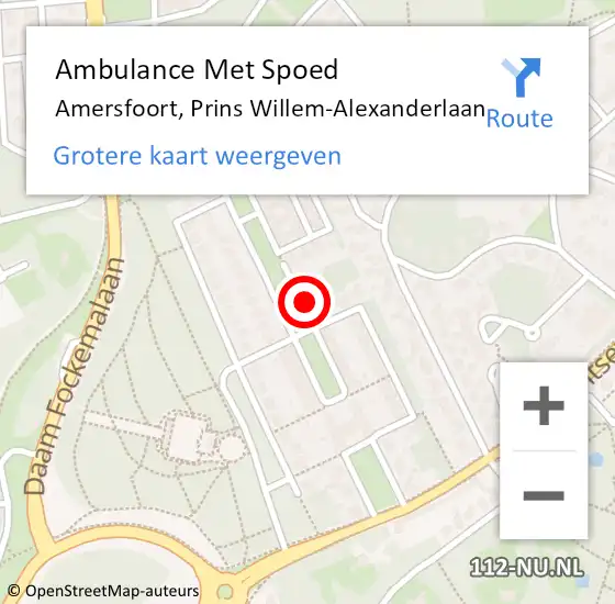 Locatie op kaart van de 112 melding: Ambulance Met Spoed Naar Amersfoort, Prins Willem-Alexanderlaan op 25 september 2016 19:59