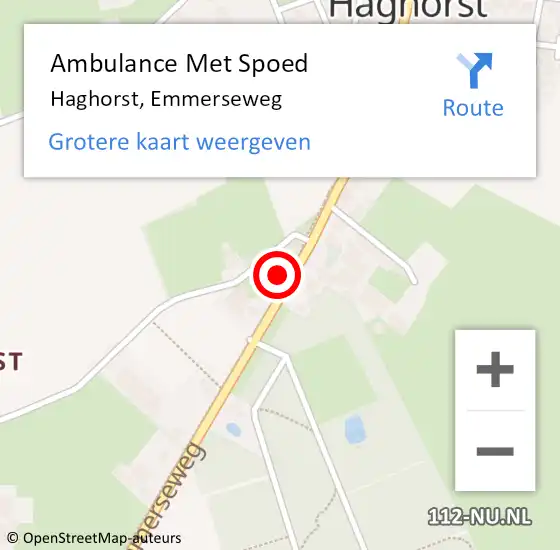 Locatie op kaart van de 112 melding: Ambulance Met Spoed Naar Haghorst, Emmerseweg op 25 september 2016 20:05