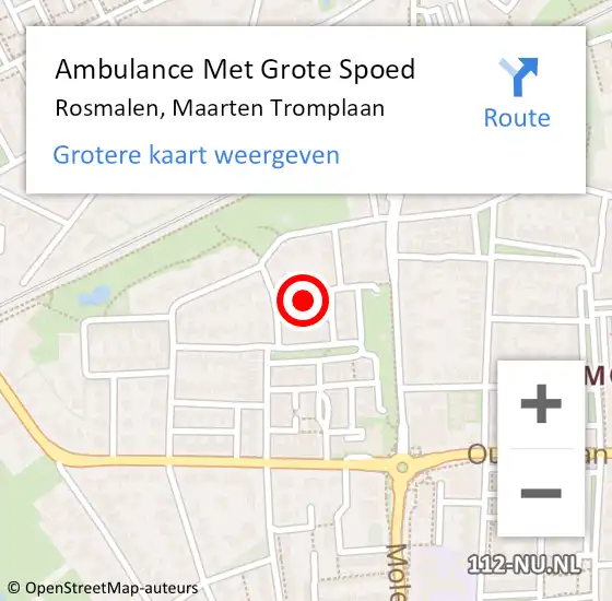 Locatie op kaart van de 112 melding: Ambulance Met Grote Spoed Naar Rosmalen, Maarten Tromplaan op 25 september 2016 20:13