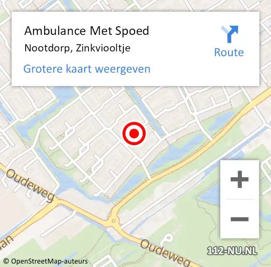 Locatie op kaart van de 112 melding: Ambulance Met Spoed Naar Nootdorp, Zinkviooltje op 25 september 2016 20:18