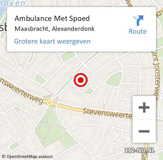 Locatie op kaart van de 112 melding: Ambulance Met Spoed Naar Maasbracht, Alexanderdonk op 25 september 2016 20:49