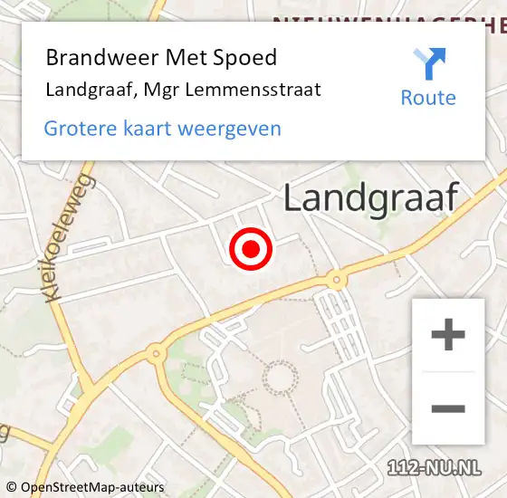 Locatie op kaart van de 112 melding: Brandweer Met Spoed Naar Landgraaf, Mgr Lemmensstraat op 25 september 2016 21:02