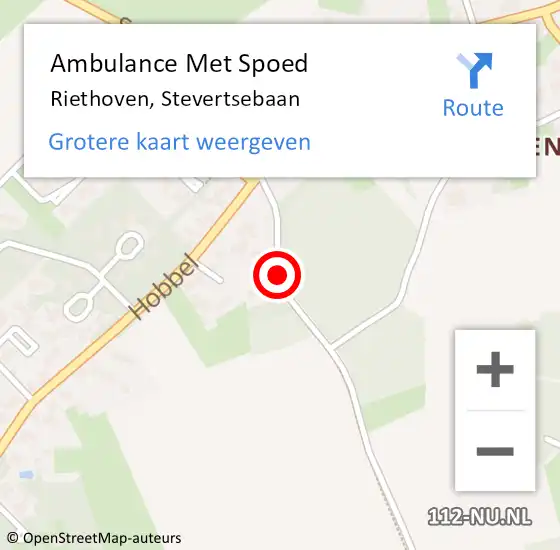 Locatie op kaart van de 112 melding: Ambulance Met Spoed Naar Riethoven, Stevertsebaan op 25 september 2016 21:27